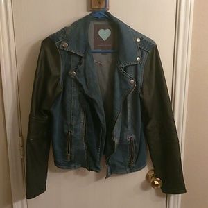 Kendall and Kylie Jenner Denim Leather Jacket